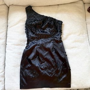 ABS Collection Allen Schwartz One Shoulder Black Dress (Size 2)
